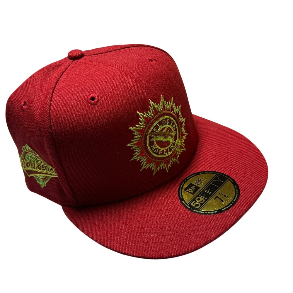 New Era Florida Marlins Hat Mens 7 5/8 Red 1997 World Series Side Patch 59FIFTY